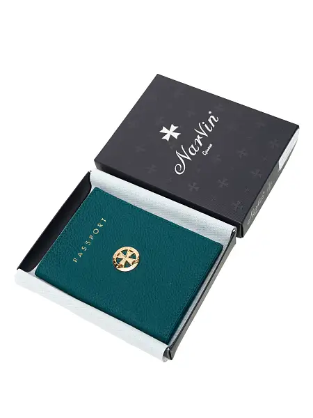 Обложка на паспорт из натуральной кожи NARVIN Vasheron, Артикул: 9161-Polo Ocean фото №1