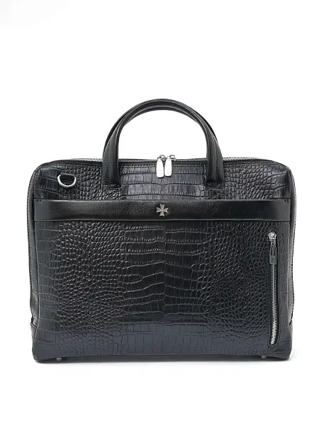 Портфель-сумка NARVIN 9752-Aligro Black из натуральной кожи  Vasheron, Артикул: 9752-Aligro Black фото №1