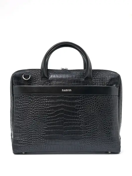 Портфель-сумка NARVIN 9752-Aligro Black из натуральной кожи  Vasheron, Артикул: 9752-Aligro Black фото №1