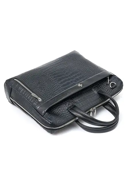 Портфель-сумка NARVIN 9752-Aligro Black из натуральной кожи  Vasheron, Артикул: 9752-Aligro Black фото №1