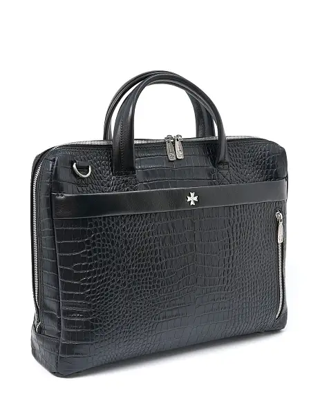 Портфель-сумка NARVIN 9752-Aligro Black из натуральной кожи  Vasheron, Артикул: 9752-Aligro Black фото №1