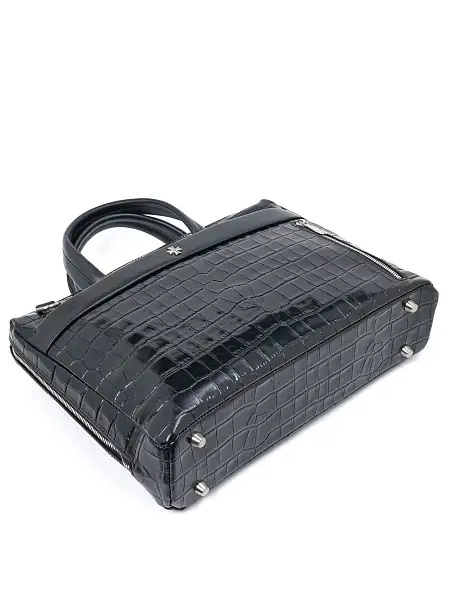 Портфель-сумка NARVIN 9752-Croco Black из натуральной кожи  Vasheron, Артикул: 9752-Croco Black фото №1
