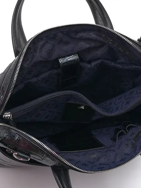 Портфель-сумка NARVIN 9752-Croco Black из натуральной кожи  Vasheron, Артикул: 9752-Croco Black фото №1