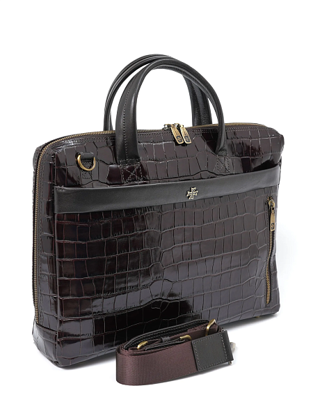 Портфель-сумка NARVIN 9752-Croco Brown из натуральной кожи  Vasheron, Артикул: 9752-Croco Brown фото №1