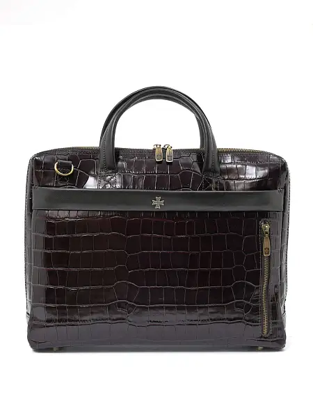 Портфель-сумка NARVIN 9752-Croco Brown из натуральной кожи  Vasheron, Артикул: 9752-Croco Brown фото №1