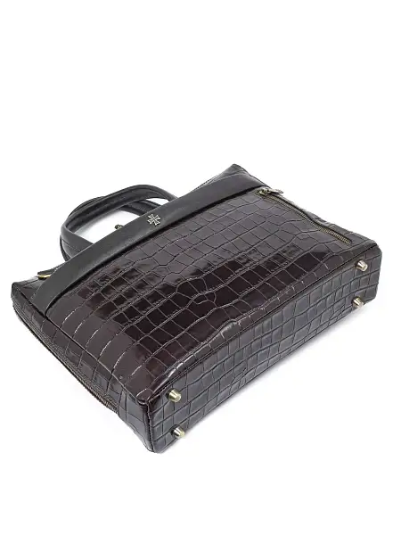 Портфель-сумка NARVIN 9752-Croco Brown из натуральной кожи  Vasheron, Артикул: 9752-Croco Brown фото №1