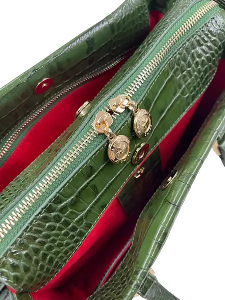 Женская сумка NARVIN из натуральной кожи 9801-Croco Green Vasheron, Артикул: 9801-Croco Green фото №1