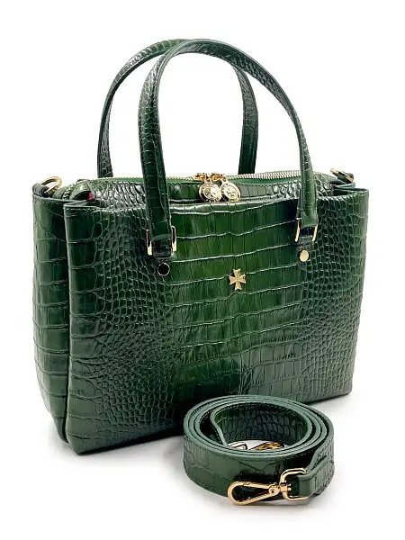 Женская сумка NARVIN из натуральной кожи 9801-Croco Green Vasheron, Артикул: 9801-Croco Green фото №1