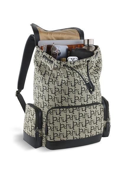 Рюкзак женский BUGATTI Elea, бежево-черный цвет, жаккард/воловья кожа/полиэстер, 38 х 16 х 40 см, 20 л 49435801 BUGATTI, Артикул: 49435801 фото №1