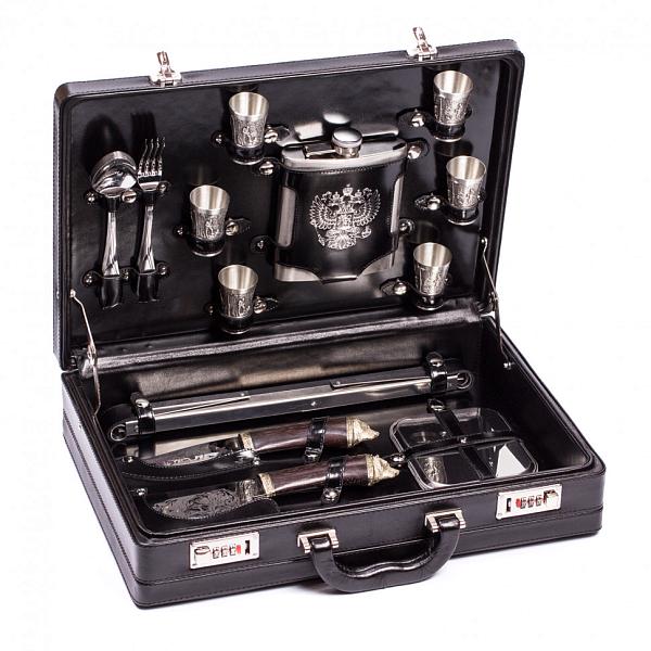 Подарочный кожаный набор для пикника «Аристократ» (6 персон) AKSO 152КК6-ЧЕР АКСО, Артикул: 152КК6-ЧЕР фото №1