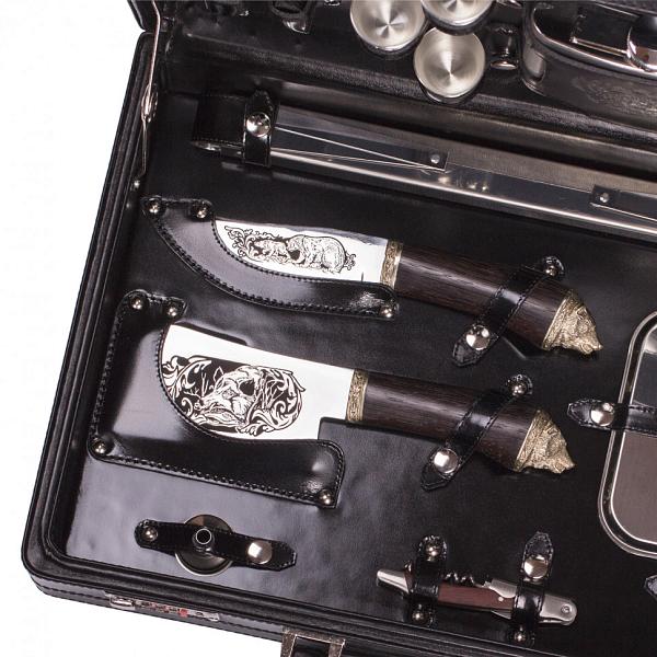 Подарочный кожаный набор для пикника «Аристократ» (6 персон) AKSO 152КК6-ЧЕР АКСО, Артикул: 152КК6-ЧЕР фото №1