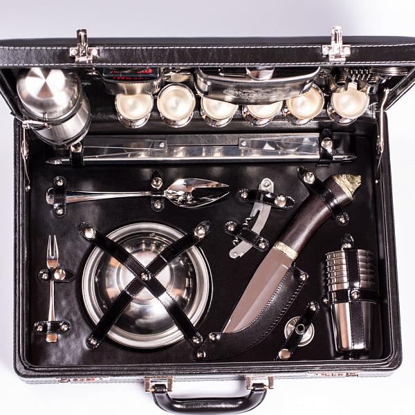 Подарочный набор для пикника «Премьер-2» (6 персон, в черном оформлении) AKSO 126КИ6-ЧЕР-2 АКСО, Артикул: 126КИ6-ЧЕР-2 фото №1