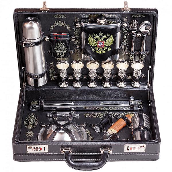 Подарочный набор для пикника «Консул-2» (6 персон, в черном оформлении, УФ-печать) AKSO 148ИИ6-П-РФ АКСО, Артикул: 148ИИ6-П-РФ фото №1