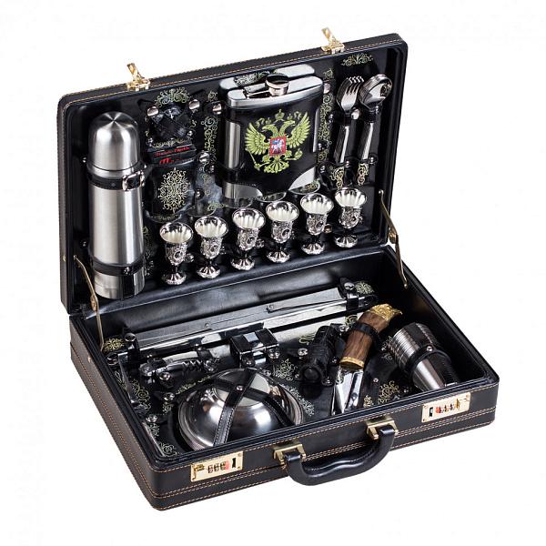 Подарочный набор для пикника «Премьер» (6 персон, в черном оформлении, УФ-печать) AKSO 126КИ6-П АКСО, Артикул: 126КИ6-П фото №1