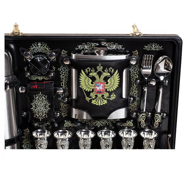 Подарочный набор для пикника «Премьер» (6 персон, в черном оформлении, УФ-печать) AKSO 126КИ6-П АКСО, Артикул: 126КИ6-П фото №1