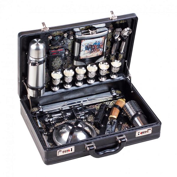 Подарочный набор для пикника «Премьер» (6 персон, в черном оформлении, УФ-печать) AKSO 126КИ6-П АКСО, Артикул: 126КИ6-П фото №1