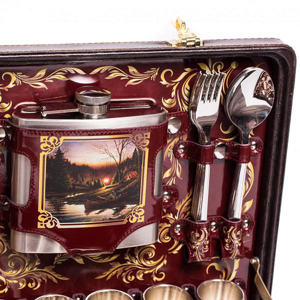 Шашлычный набор для пикника «Люкс» красный принт (6 персон) AKSO 113КИ6-КРА-П АКСО, Артикул: 113КИ6-КРА-П фото №1