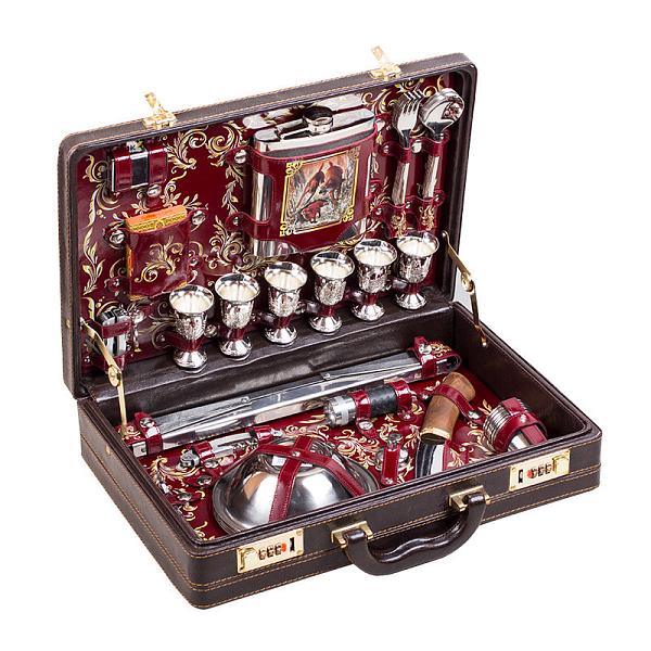 Шашлычный набор подарочный для пикника «Дорожный» бордо (на 6 персон) AKSO 118КИ6-П АКСО, Артикул: 118КИ6-П фото №1