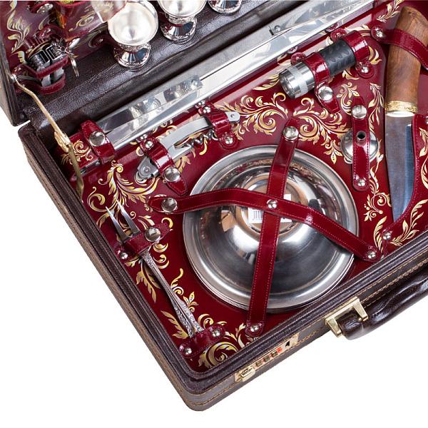 Шашлычный набор подарочный для пикника «Дорожный» бордо (на 6 персон) AKSO 118КИ6-П АКСО, Артикул: 118КИ6-П фото №1