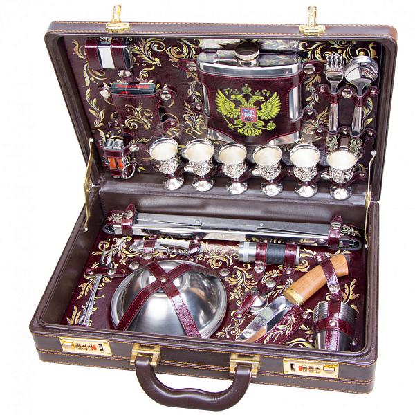 Шашлычный набор подарочный для пикника «Дорожный» бордо (на 6 персон) AKSO 118КИ6-П АКСО, Артикул: 118КИ6-П фото №1