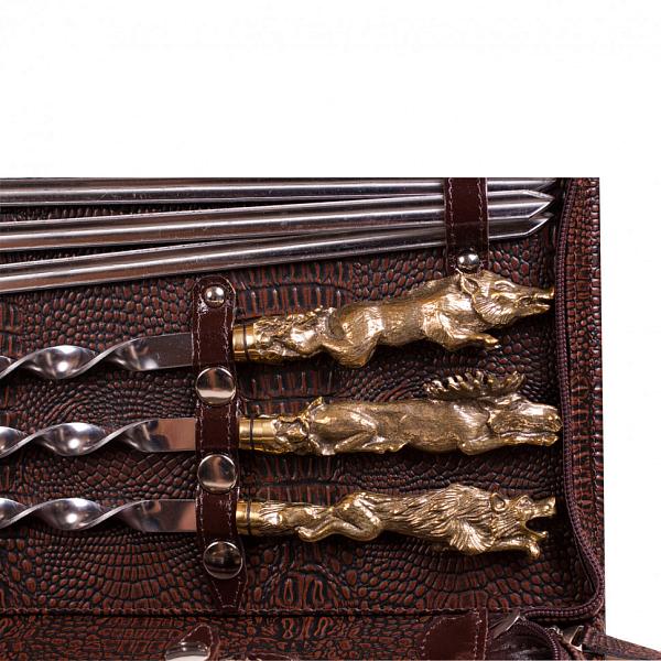 Подарочный набор дорожный шашлычный в сумке-кейсе из искусственной кожи (6 персон) AKSO 225ИИ6 АКСО, Артикул: 225ИИ6 фото №1