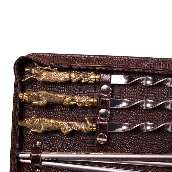 Подарочный набор дорожный шашлычный в сумке-кейсе из искусственной кожи (6 персон) AKSO 225ИИ6 АКСО, Артикул: 225ИИ6 фото №1