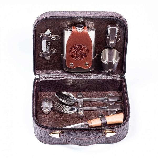 Подарочный дорожный набор в сумке-кейсе из искусственной кожи (4 персоны) AKSO 250ИИ4 АКСО, Артикул: 250ИИ4 фото №1