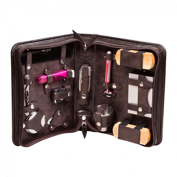Подарочный несессер дорожный в кожаной сумке (1 персона) AKSO 207КК1 АКСО, Артикул: 207КК1 фото №1