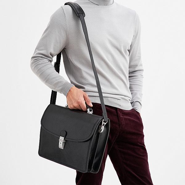 Портфель Dr.Koffer из натуральной кожи черный Dr.Koffer, Артикул: P402104-245-04 фото №1