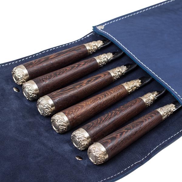 Шампура подарочные 6шт. в колчане из натуральной кожи АКСО АКСО, Артикул: НШ.003.С.ВМ.Т2 фото №1