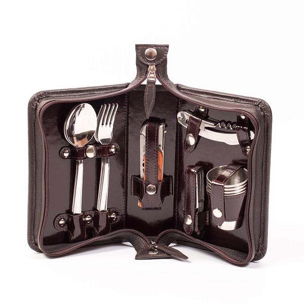 Подарочный дорожный набор в кожаной сумке (на 4 персоны) AKSO 210КК4 АКСО, Артикул: 210КК4 фото №1