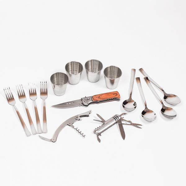 Подарочный дорожный набор в кожаной сумке (на 4 персоны) AKSO 210КК4 АКСО, Артикул: 210КК4 фото №1