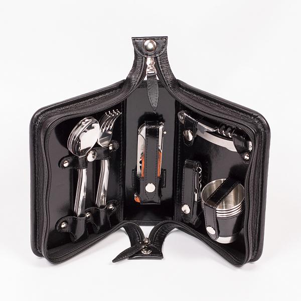 Подарочный дорожный набор в кожаной сумке (на 4 персоны) AKSO 210КК4 АКСО, Артикул: 210КК4 фото №1