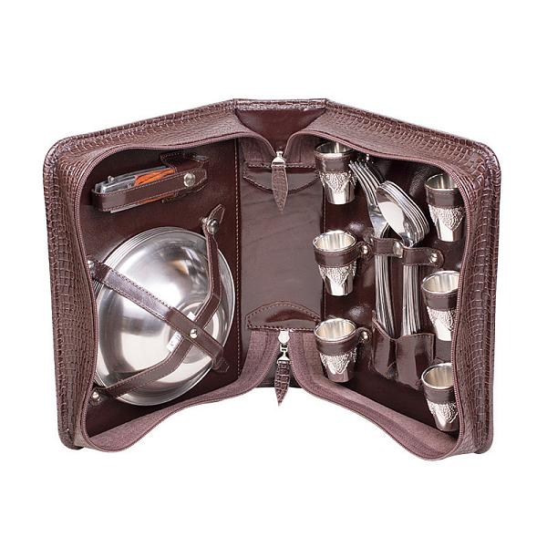Подарочный дорожный набор в кожаной сумке (6 персон) AKSO 214КК6 АКСО, Артикул: 214КК6 фото №1