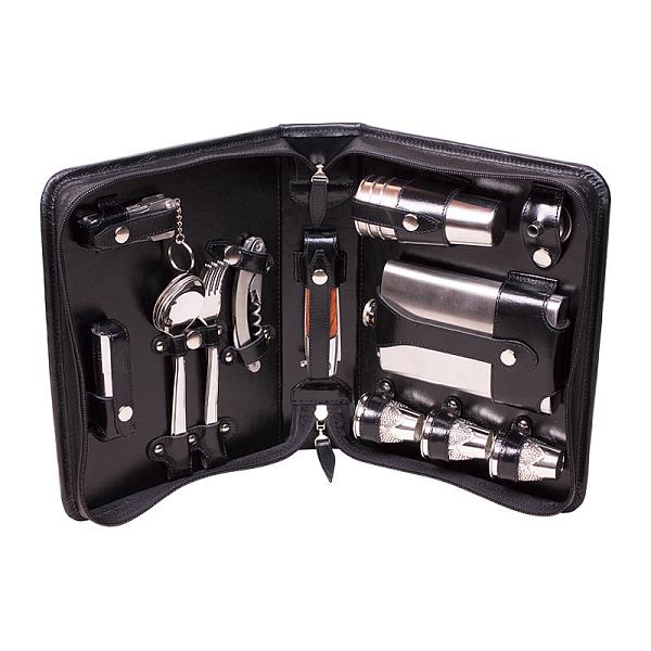 Подарочный дорожный набор в кожаной сумке (3 персоны) AKSO 215КК3 АКСО, Артикул: 215КК3 фото №1