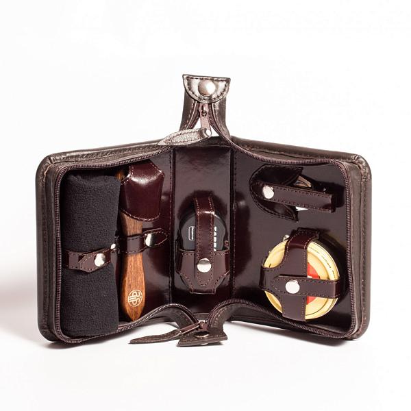 Подарочный несессер набор дорожный для ухода за обувью в кожаной сумке AKSO 217КК1 АКСО, Артикул: 217КК1 фото №1