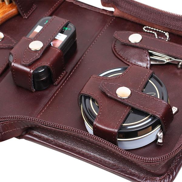 Подарочный несессер набор дорожный для ухода за обувью в кожаной сумке AKSO 217КК1 АКСО, Артикул: 217КК1 фото №1