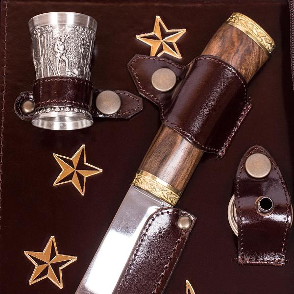 Подарочный набор «Командир» в кожаной сумке-кейсе (2 персоны) AKSO 221КК2 АКСО, Артикул: 221КК2 фото №1