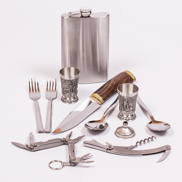 Подарочный набор «Командир» в кожаной сумке-кейсе (2 персоны) AKSO 221КК2 АКСО, Артикул: 221КК2 фото №1