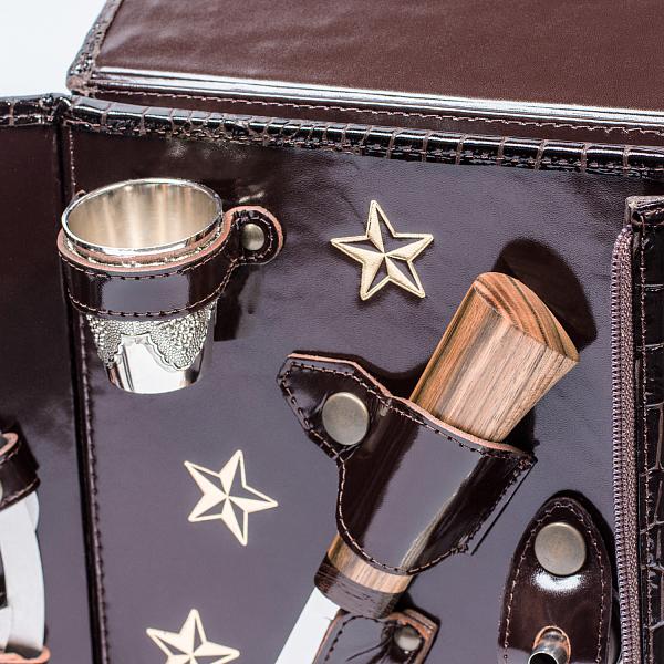 Подарочный набор «Командир» в кожаной сумке-кейсе (2 персоны) версия AKSO 221КК2–2 АКСО, Артикул: 221КК2–2 фото №1