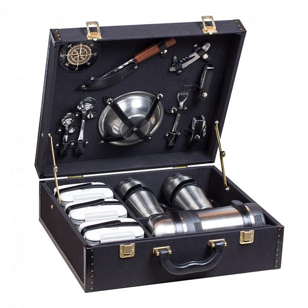 Подарочный набор посуды поездок «Авто-Комфорт кожа-ткань черный» (2 персоны) AKSO 416АТ2-ЧЕР АКСО, Артикул: 416АТ2-ЧЕР фото №1