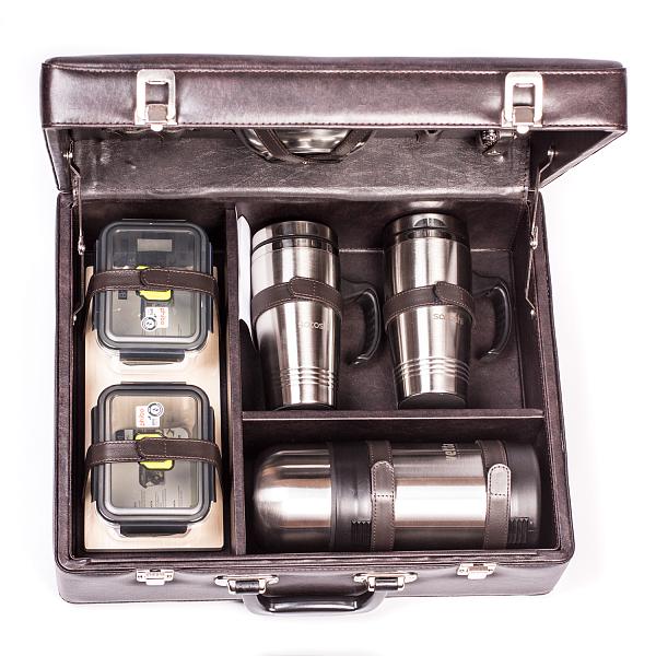 Подарочный набор посуды для поездок «Авто-Комфорт» коричневый (2 персоны) AKSO 418АИ2-КОР АКСО, Артикул: 418АИ2-КОР фото №1