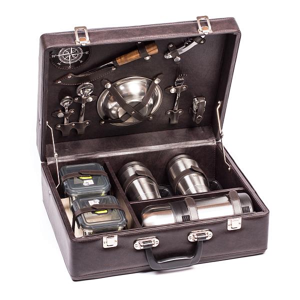 Подарочный набор посуды для поездок «Авто-Комфорт» коричневый (2 персоны) AKSO 418АИ2-КОР АКСО, Артикул: 418АИ2-КОР фото №1