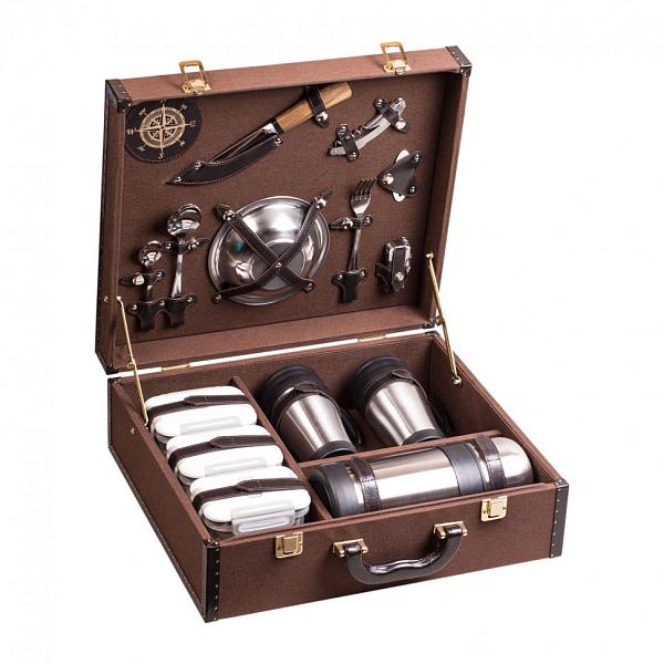 Подарочный набор посуды для поездок «Авто-Комфорт цветной коричневый» (2 персоны) AKSO 416АТ2-КОР АКСО, Артикул: 416АТ2-КОР фото №1