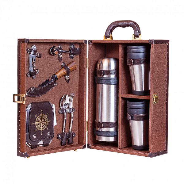 Подарочный набор посуды для поездок «Авто-Комфорт Компакт - 2 коричневый» (2 персоны) AKSO 417АТ2-КОР АКСО, Артикул: 417АТ2-КОР фото №1