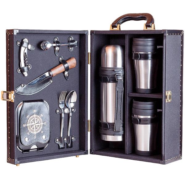 Подарочный набор посуды для поездок «Авто-Комфорт Компакт - 2 черный» (2 персоны) AKSO 417АТ2-ЧЕР АКСО, Артикул: 417АТ2-ЧЕР фото №1