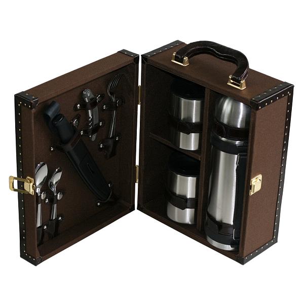 Подарочный набор посуды для поездок «Авто-Комфорт Компакт коричневый» (2 персоны) AKSO 415АТ2-КОР АКСО, Артикул: 415АТ2-КОР фото №1