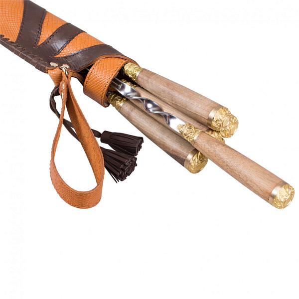 Подарочный набор шампуров 6шт. в колчане из натуральной кожи «Робин Гуд» AKSO 319КК6 АКСО, Артикул: 319КК6 фото №1