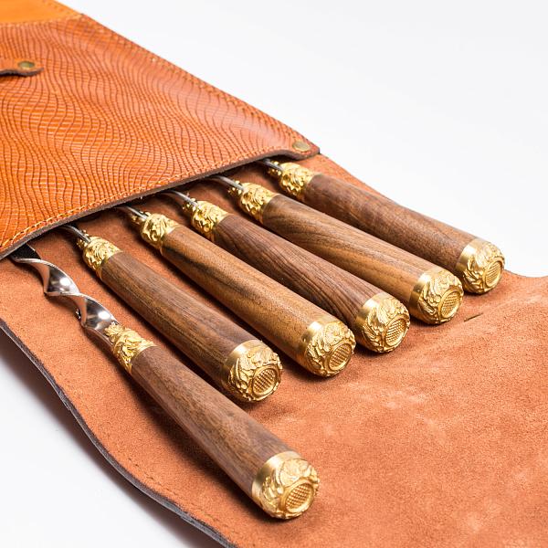 Подарочный набор шампуров 6шт. в колчане из натуральной кожи AKSO 315КК6-РТ АКСО, Артикул: 315КК6-РТ фото №1