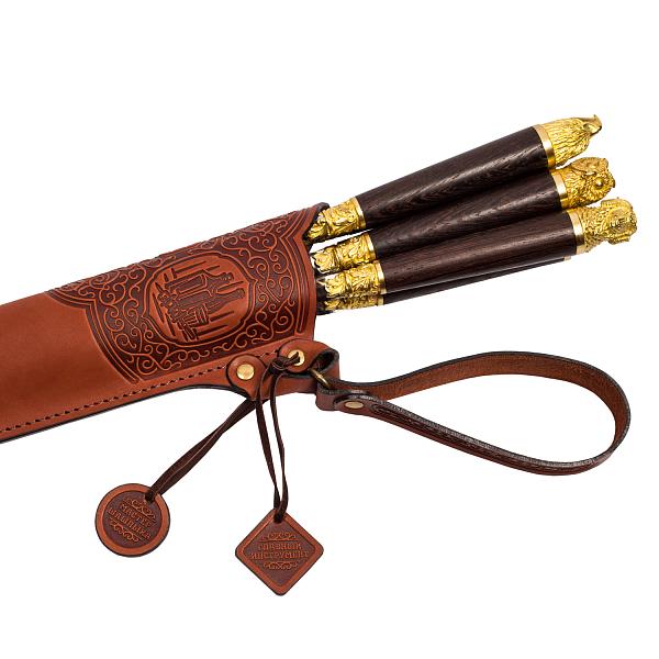 Подарочный набор шампуров 6шт. в чехле из натуральной кожи «Мастер шашлыка» AKSO 398КК6-КТ АКСО, Артикул: 398КК6-КТ фото №1